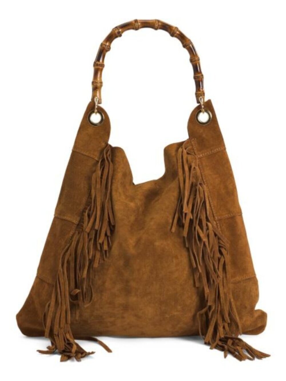 MARLON Made In Italy Suede Fringe Hobo With Handle